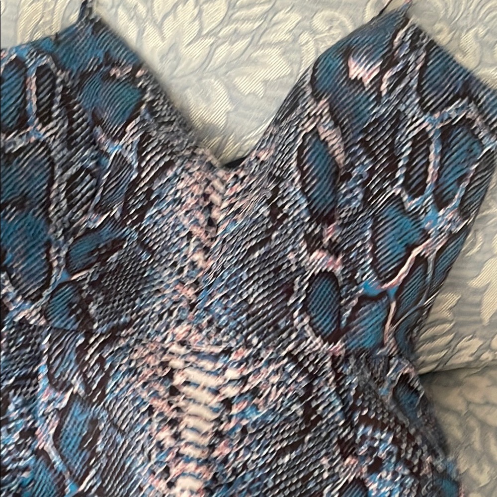 Lovers + Friends Vibrant Blue Python Patterned Dr… - image 7